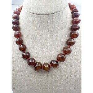 Vintage Natural Amber Color Agate Bead Necklace 16.5”